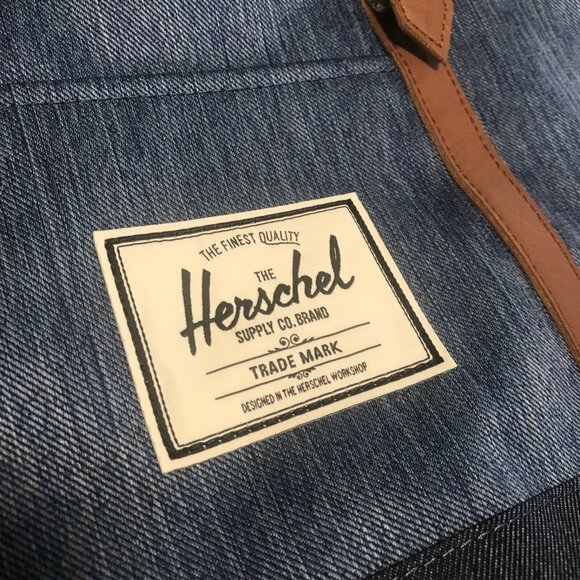 Herschel Backpack Little America Denim Red Stripe Interior 20 x 14.5" Unisex EUC - Picture 2 of 12